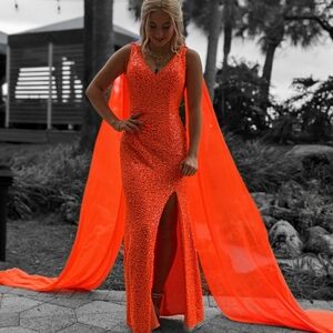 Bright Orange Sequence Dress